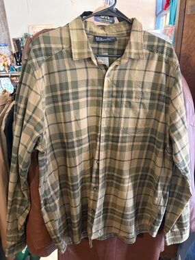Under Armour Olive Green Plaid Fitted Button-Up Shirt Mens XL
